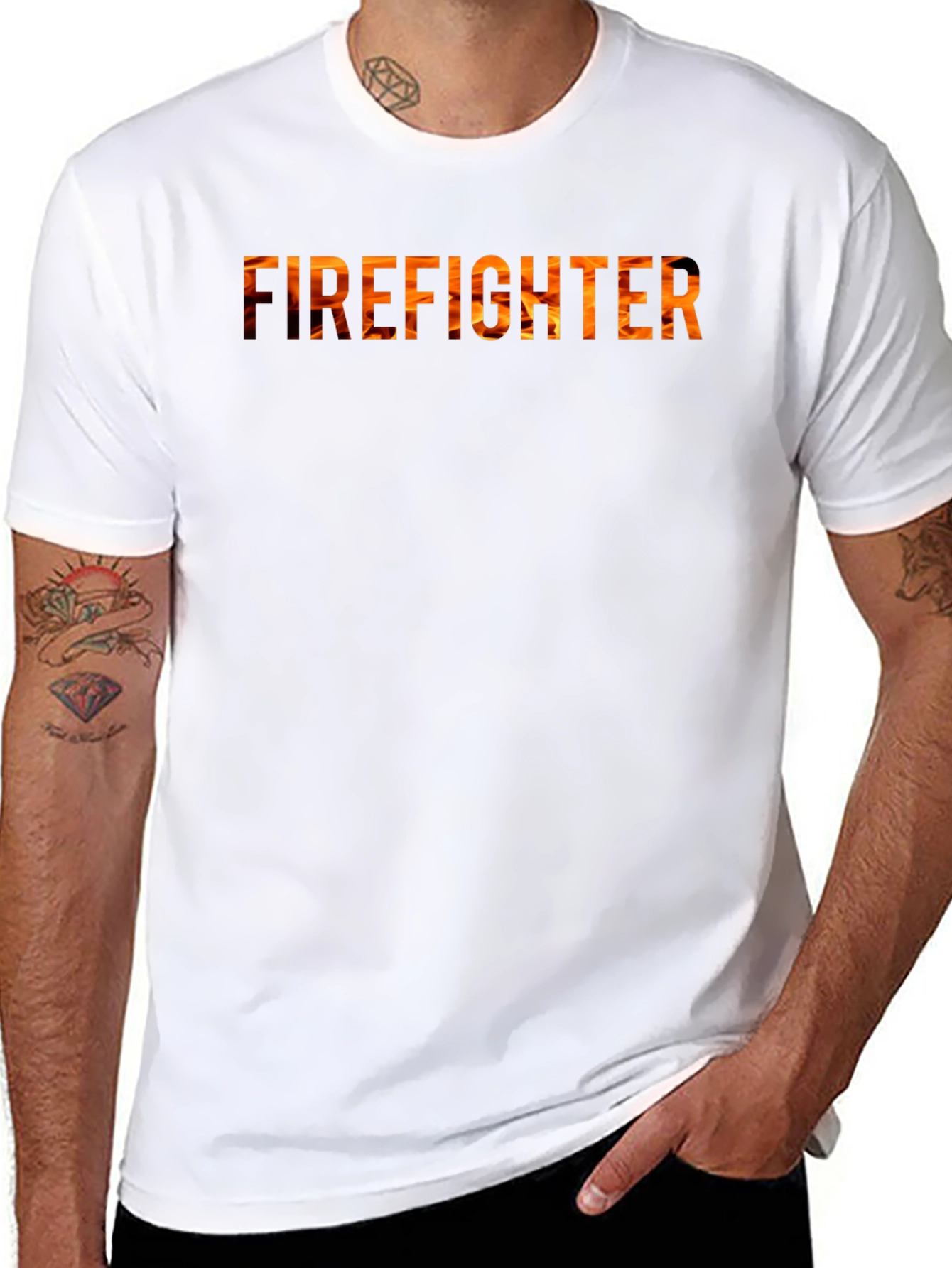 Firefighter Flame Graphic Tee - Black