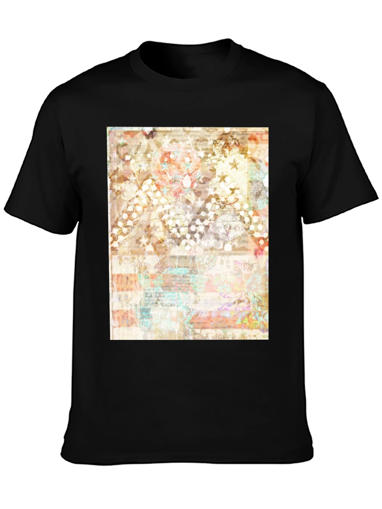 Abstract Pattern Print Black T-Shirt
