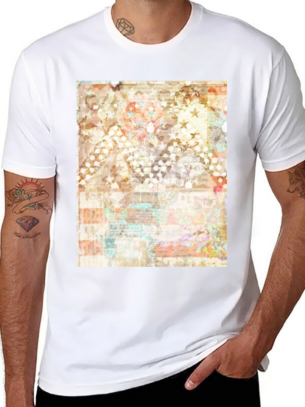Abstract Pattern Print Black T-Shirt
