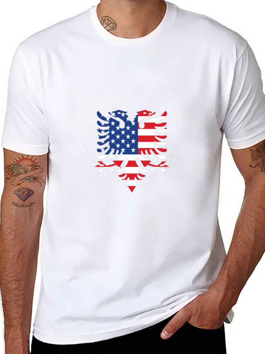 American Albanian Flag Eagle Black T-Shirt