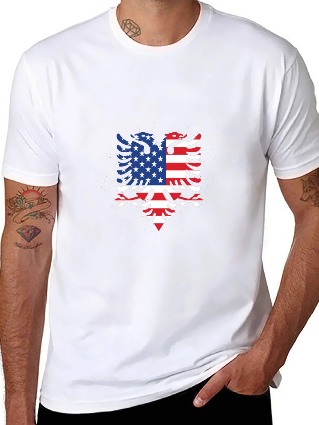 American Albanian Flag Eagle Black T-Shirt