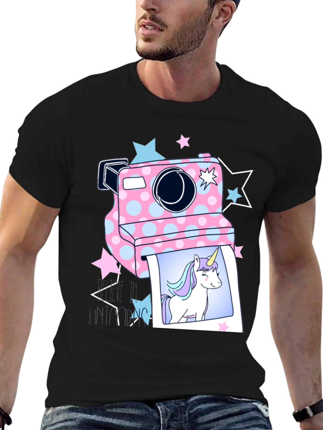Unicorn Camera Graphic T-Shirt
