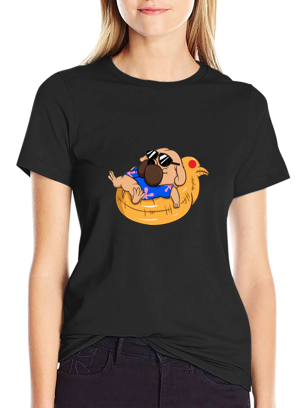 Cool Pug in Duck Float T-Shirt - Summer Vibes!