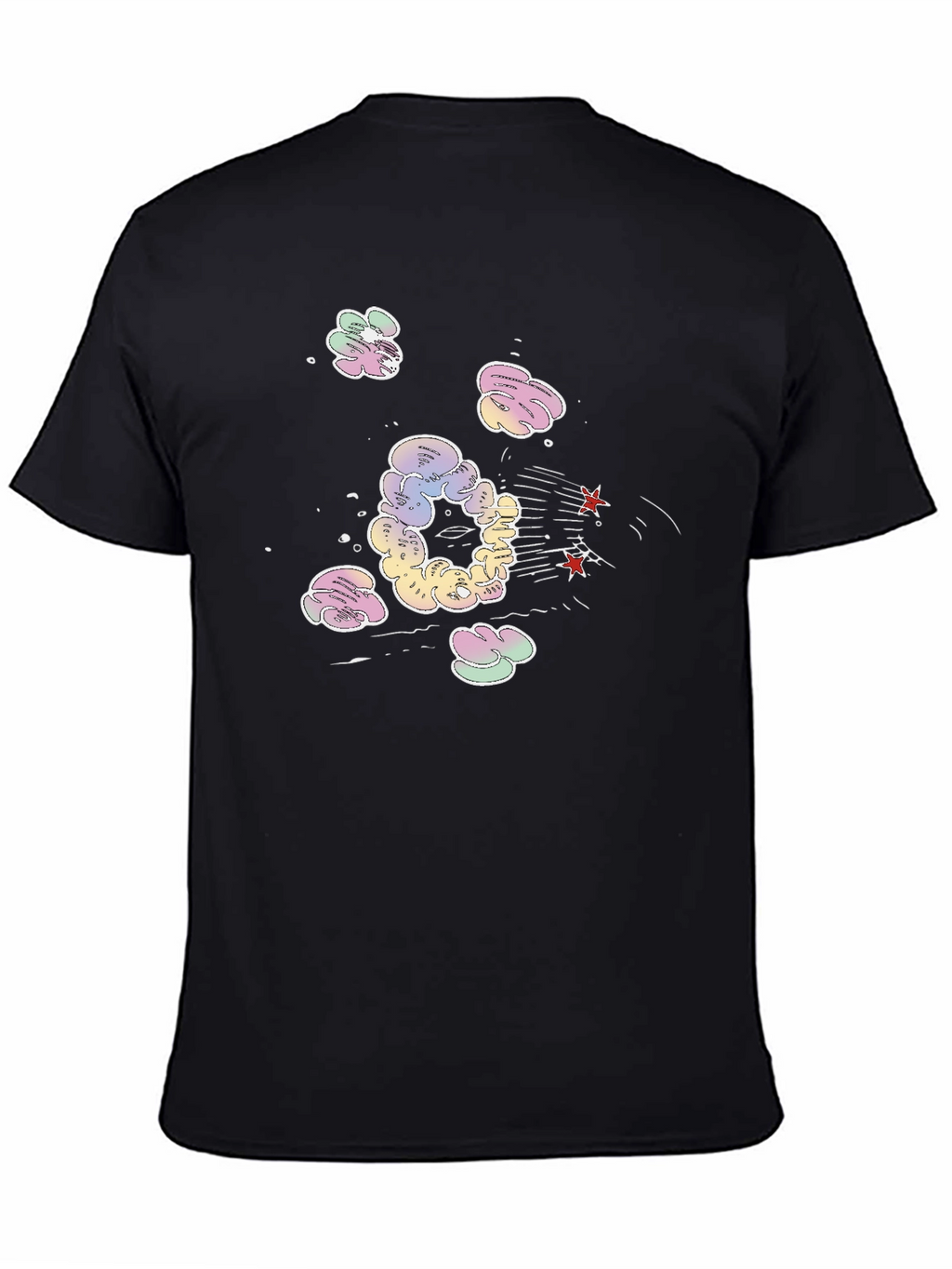 Cartoon Cloud Explosion Black T-Shirt