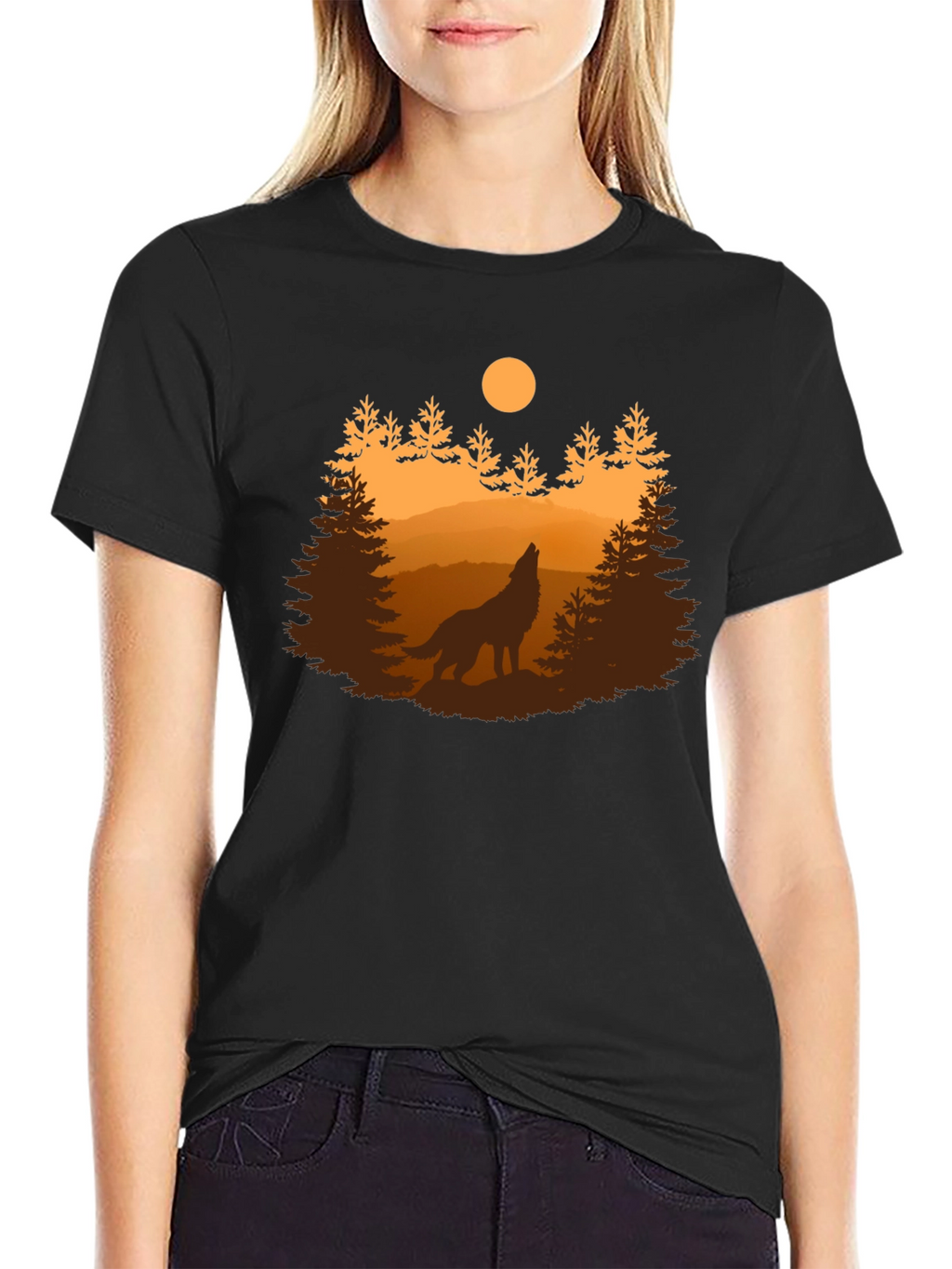 Wolf Howling at Moon T-Shirt