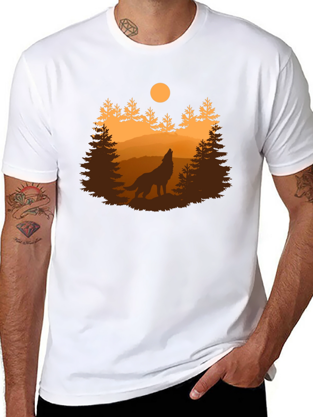 Wolf Howling at Moon T-Shirt