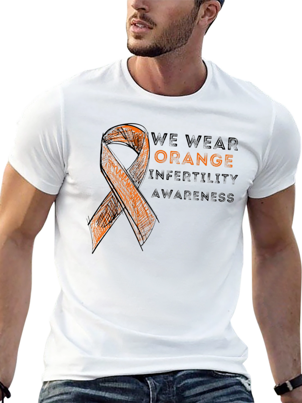 Infertility Awareness Orange Ribbon Graphic Tee