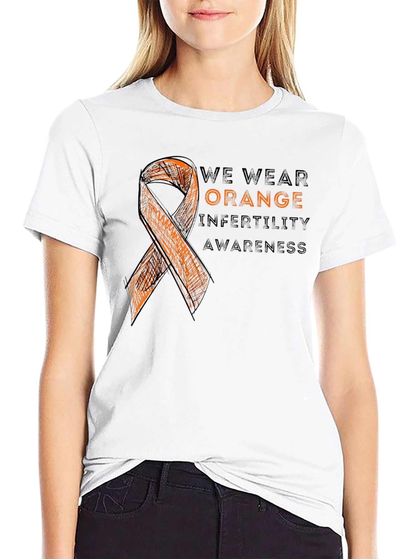 Infertility Awareness Orange Ribbon Graphic Tee
