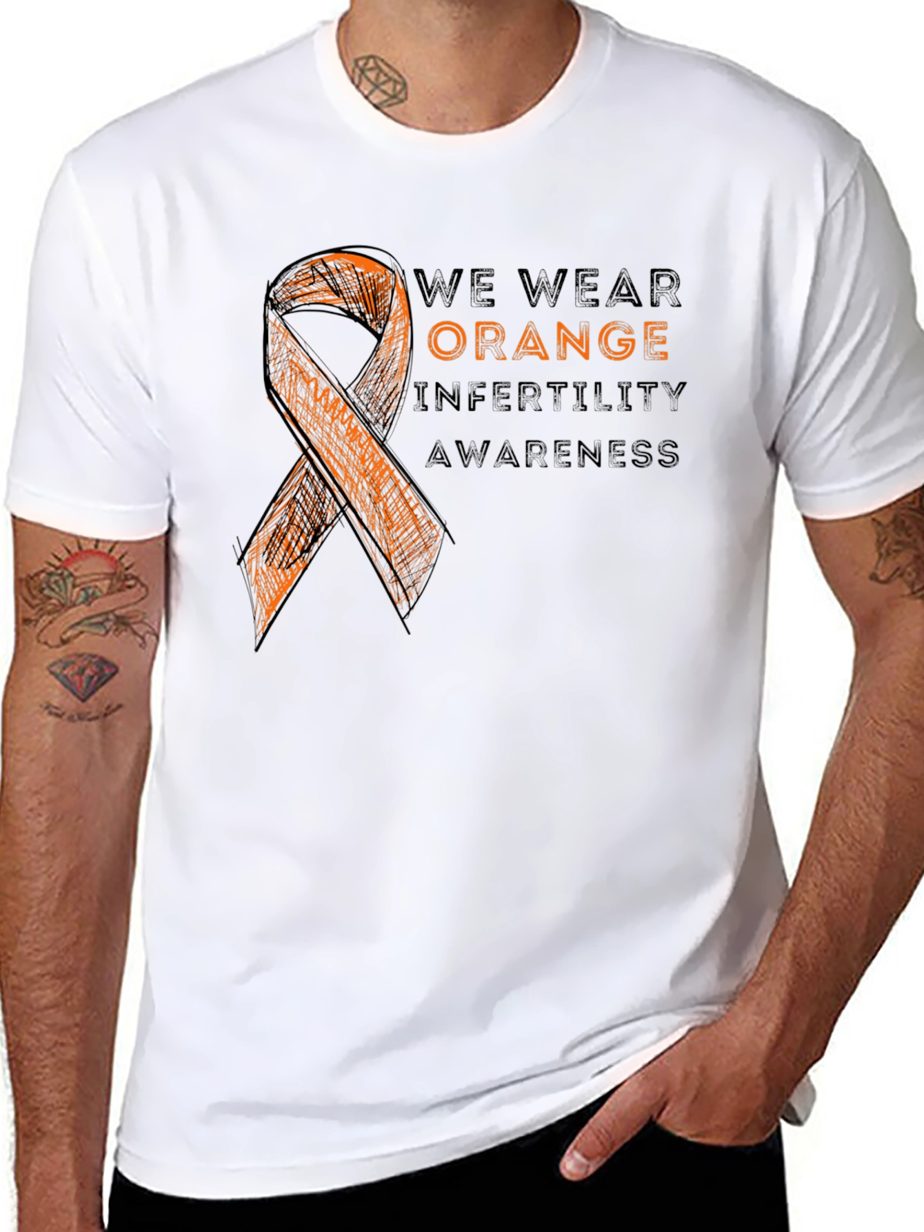 Infertility Awareness Orange Ribbon Graphic Tee
