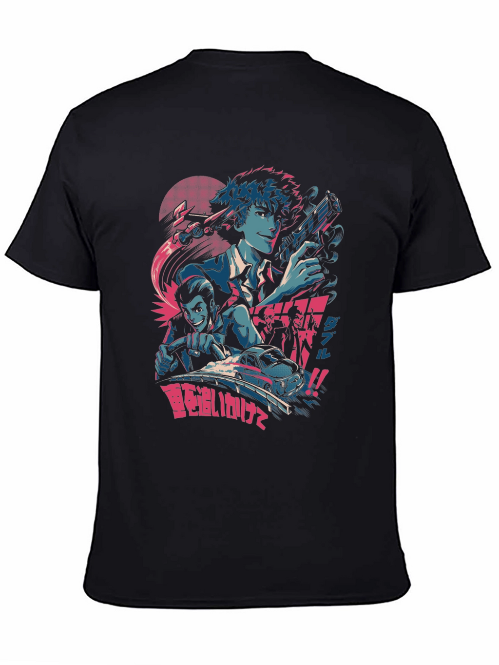 Anime Character Graphic Print Black T-Shirt