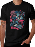 Anime Character Graphic Print Black T-Shirt