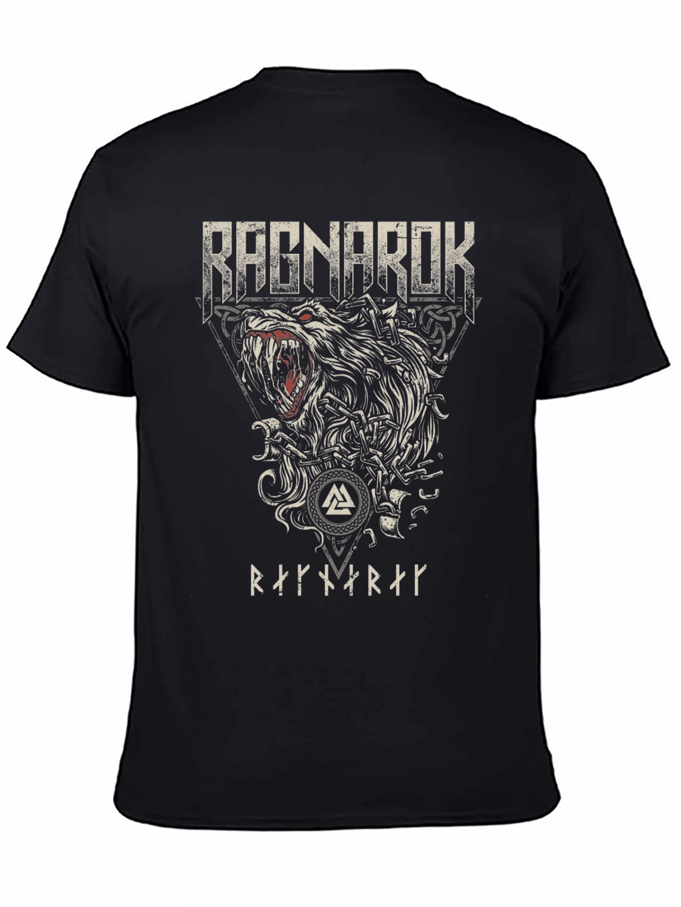 Ragnarok Wolf Graphic Tee - Norse Viking Style