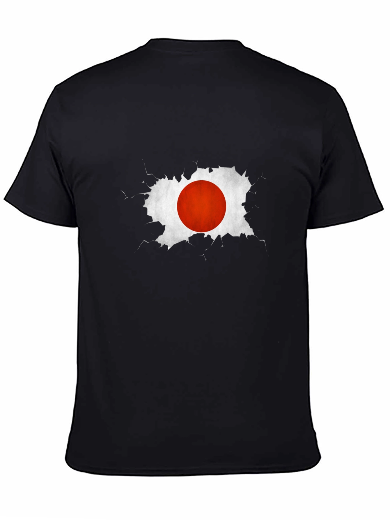Japan Flag Graphic Tee - Black Cotton Casual T-Shirt