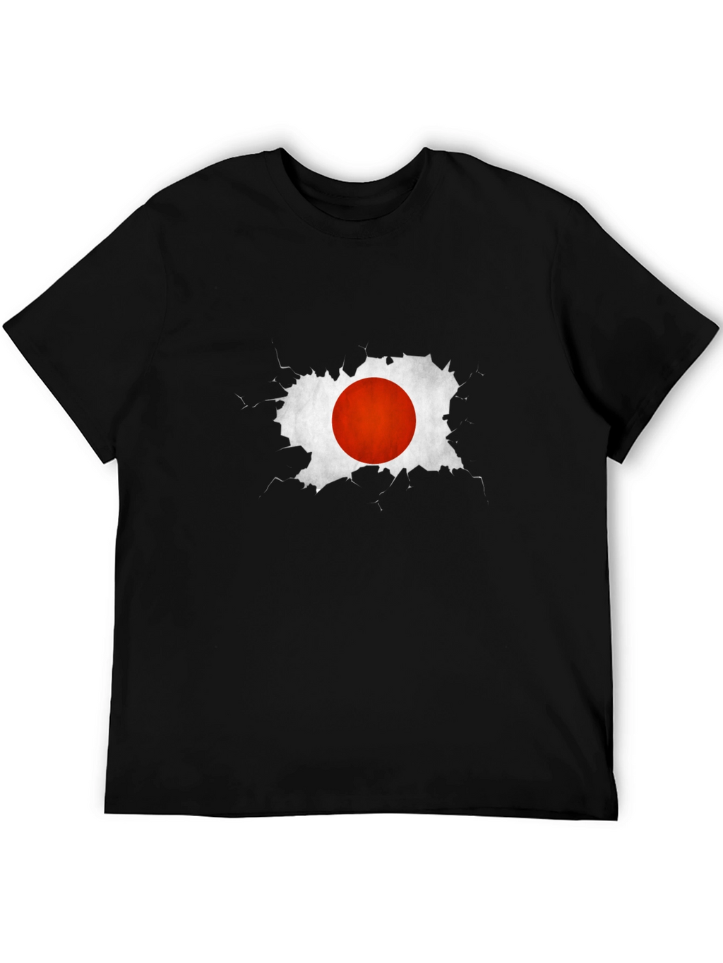 Japan Flag Graphic Tee - Black Cotton Casual T-Shirt