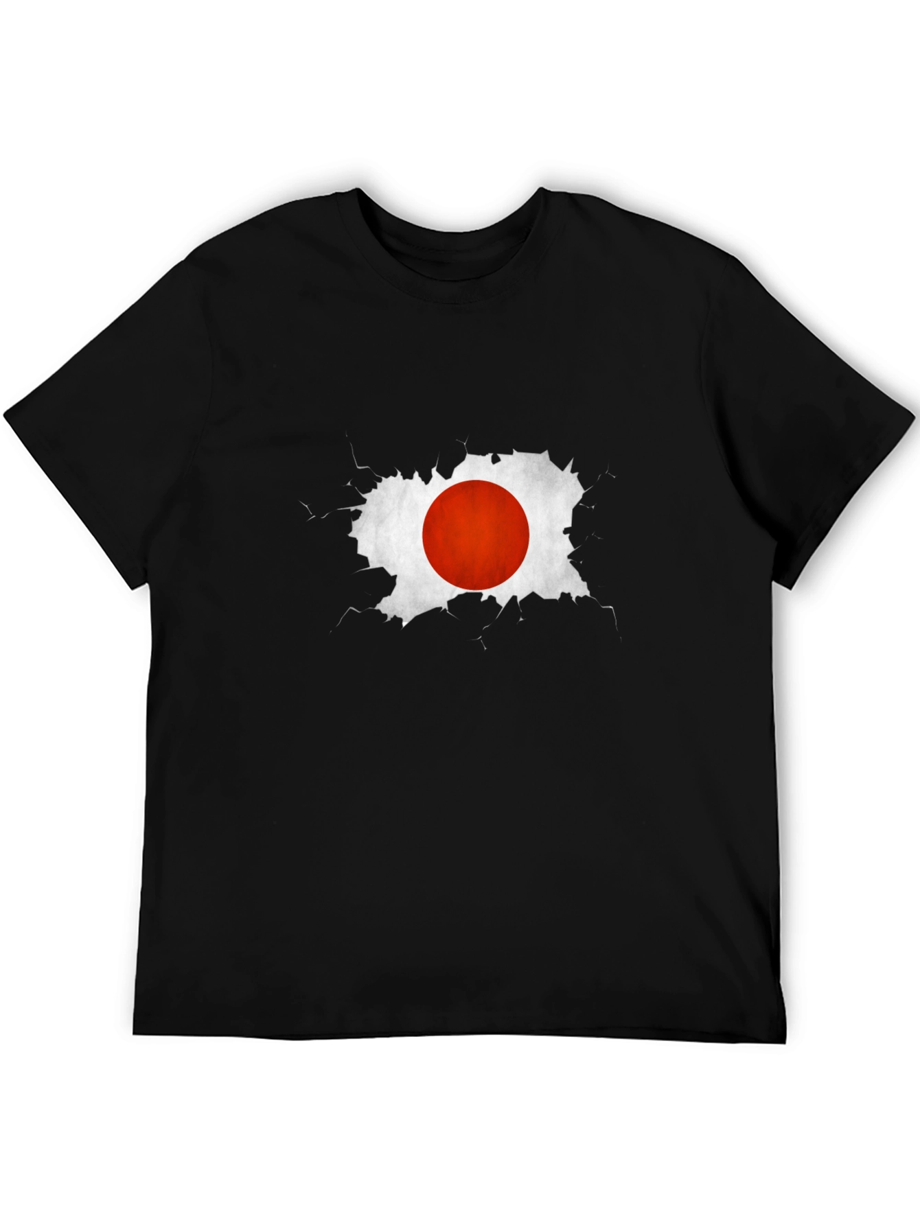 Japan Flag Graphic Tee - Black Cotton Casual T-Shirt