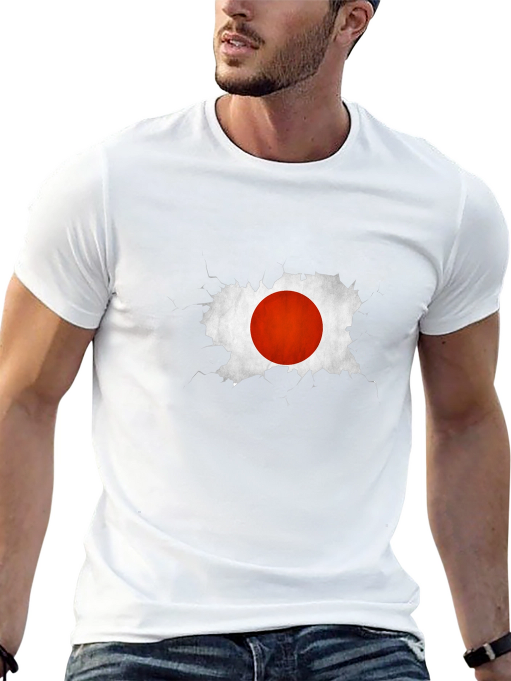 Japan Flag Graphic Tee - Black Cotton Casual T-Shirt