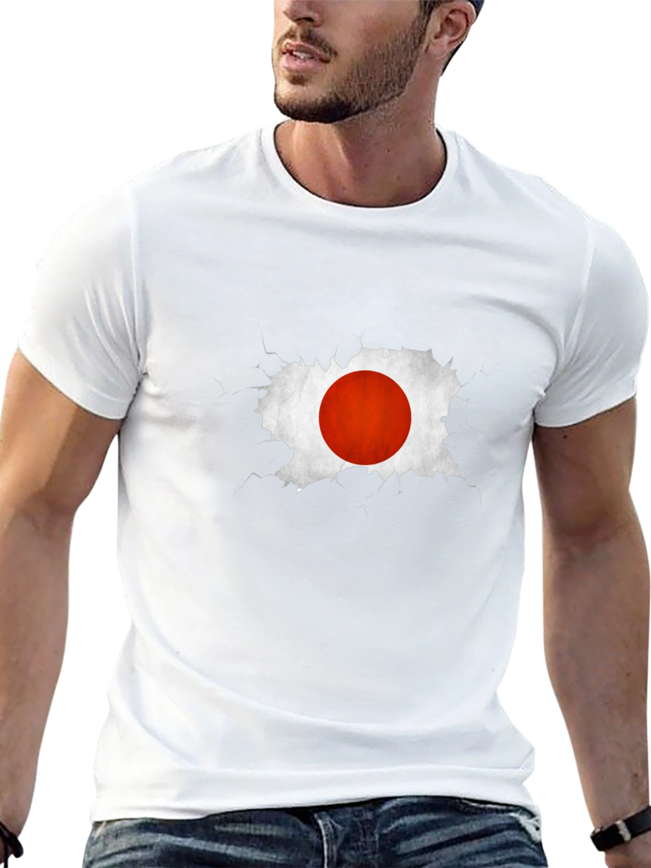 Japan Flag Graphic Tee - Black Cotton Casual T-Shirt