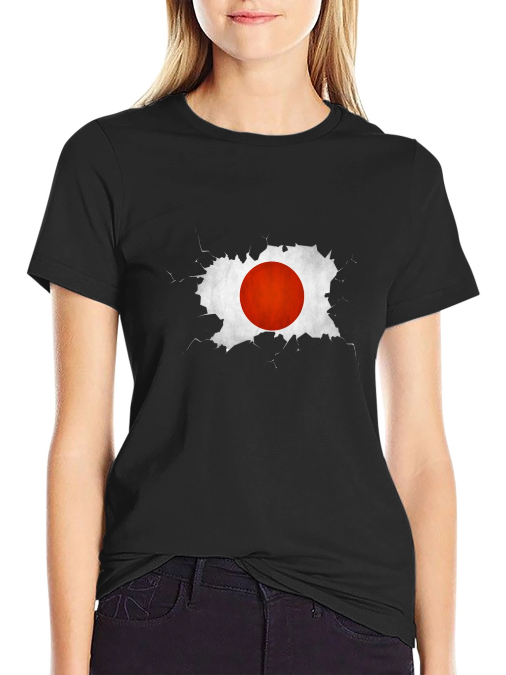 Japan Flag Graphic Tee - Black Cotton Casual T-Shirt