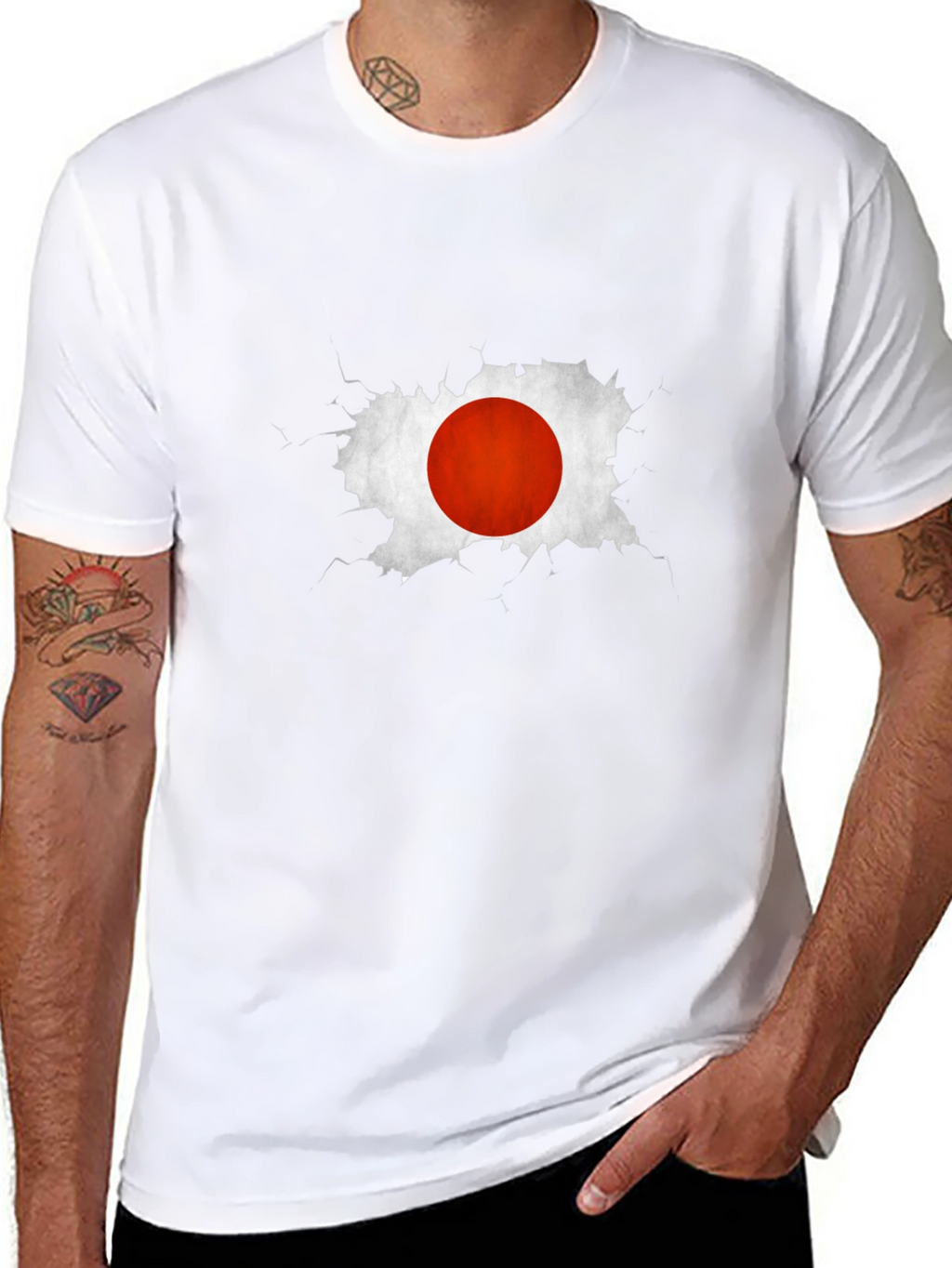 Japan Flag Graphic Tee - Black Cotton Casual T-Shirt