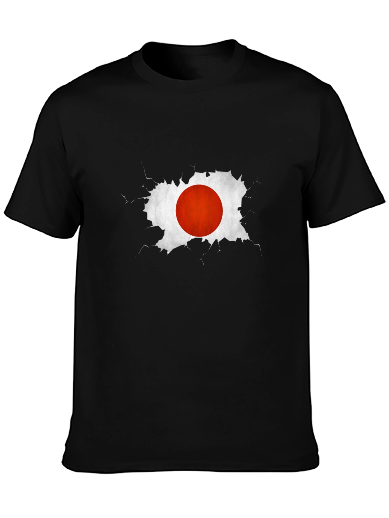 Japan Flag Graphic Tee - Black Cotton Casual T-Shirt