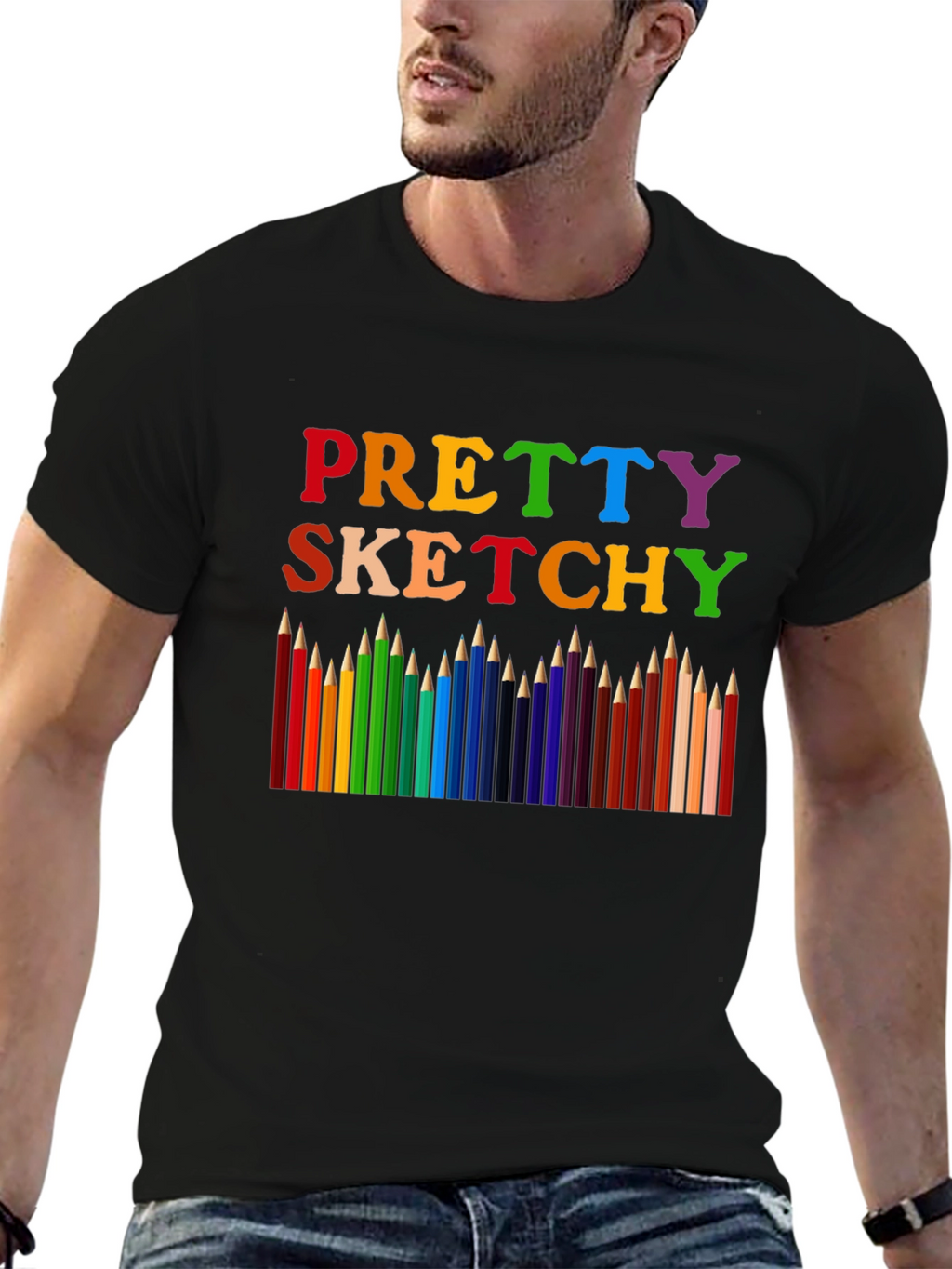 Pretty Sketchy Graphic T-Shirt - Unisex Black Tee