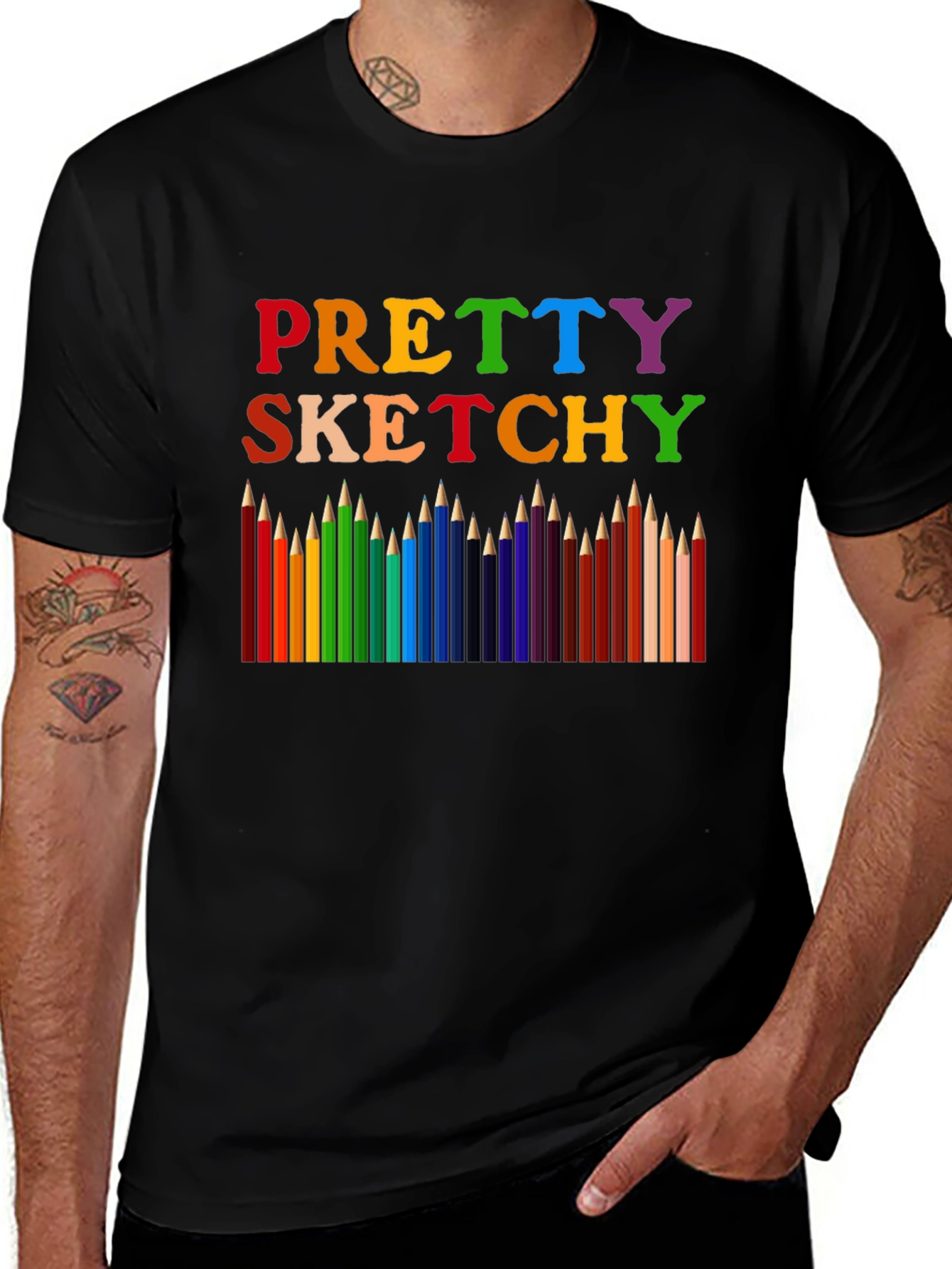 Pretty Sketchy Graphic T-Shirt - Unisex Black Tee