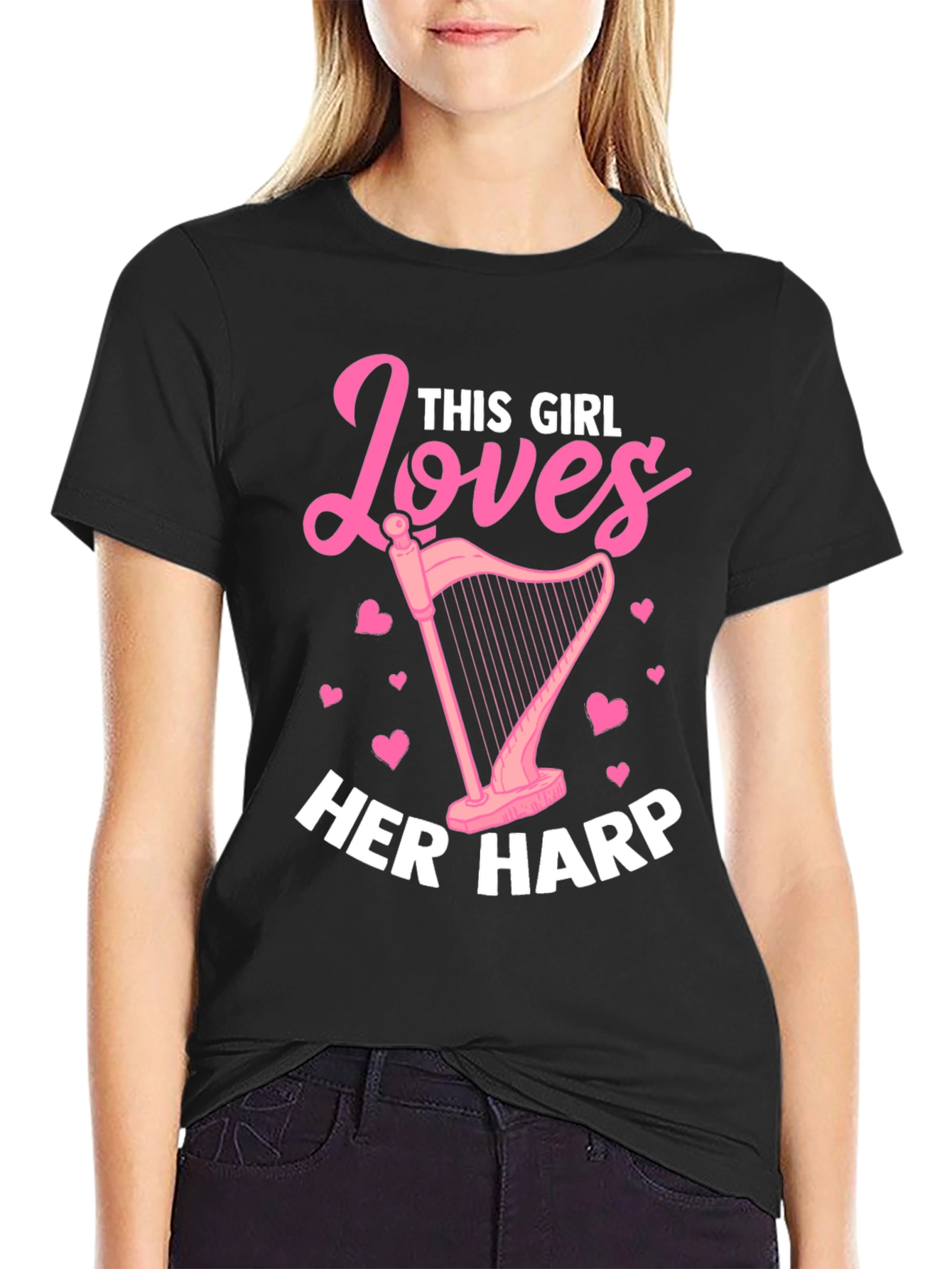 This Girl Loves Her Harp T-Shirt - Pink Design