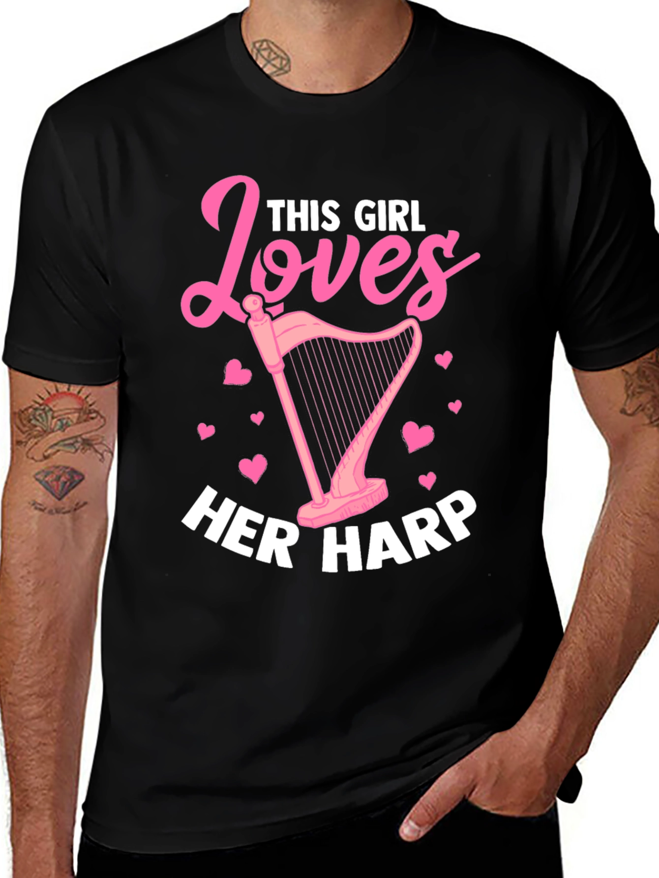 This Girl Loves Her Harp T-Shirt - Pink Design