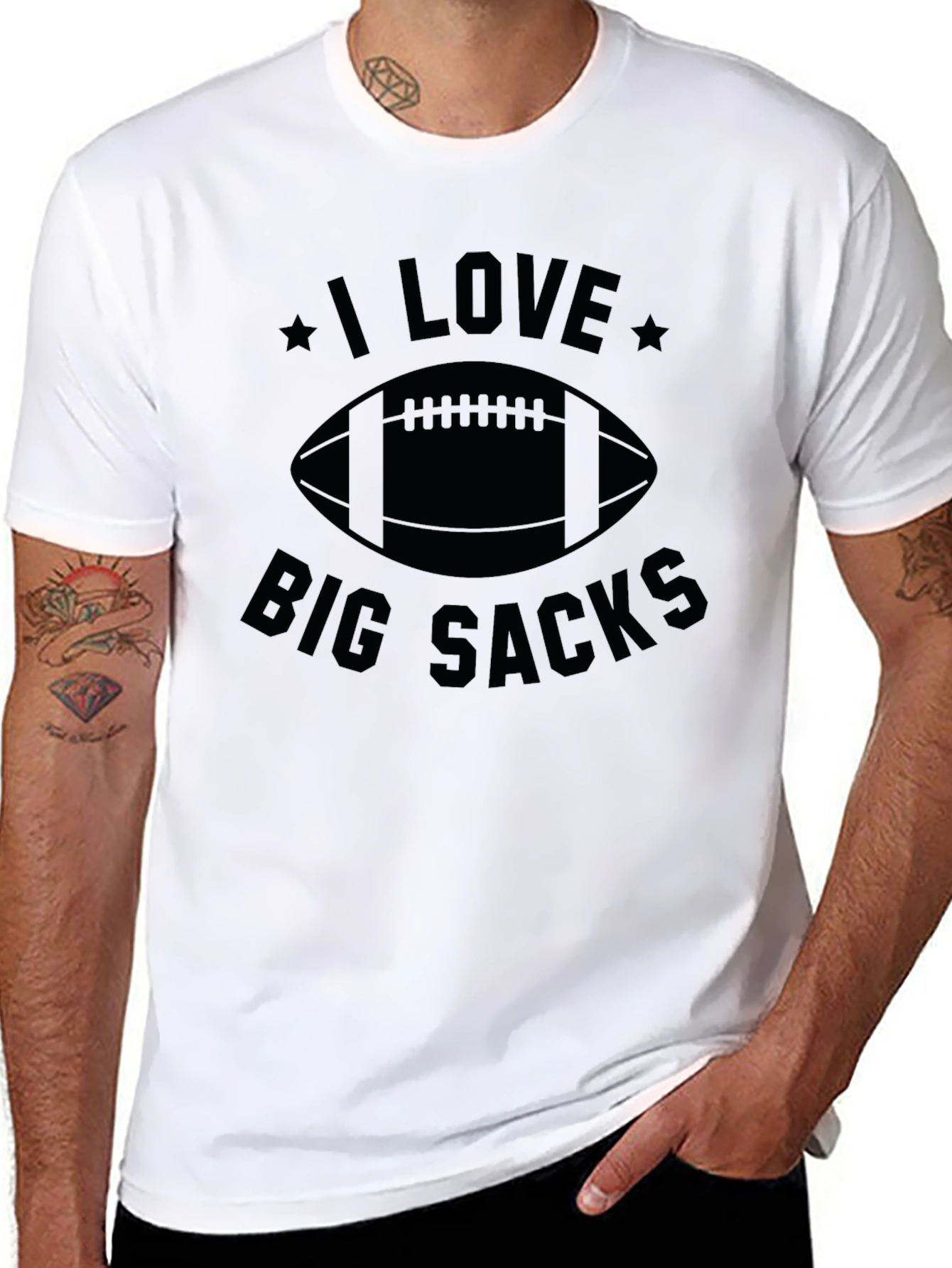 I Love Big Sacks Football Graphic T-Shirt