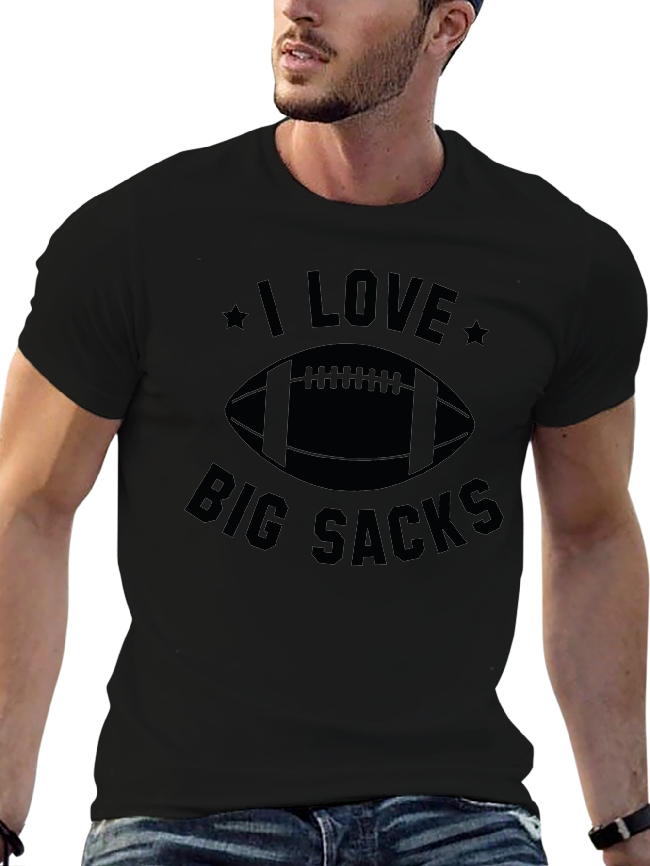 I Love Big Sacks Football Graphic T-Shirt