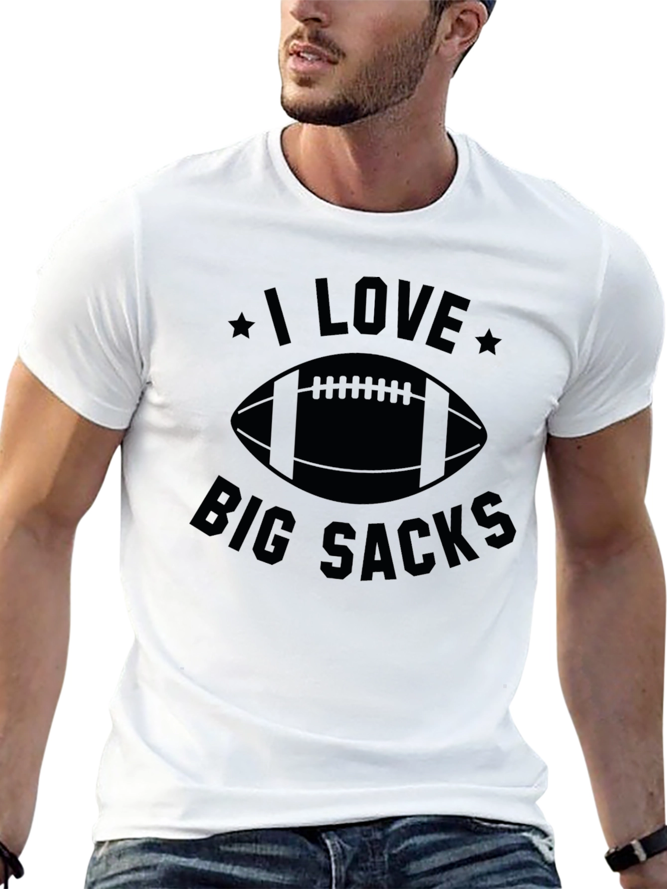 I Love Big Sacks Football Graphic T-Shirt