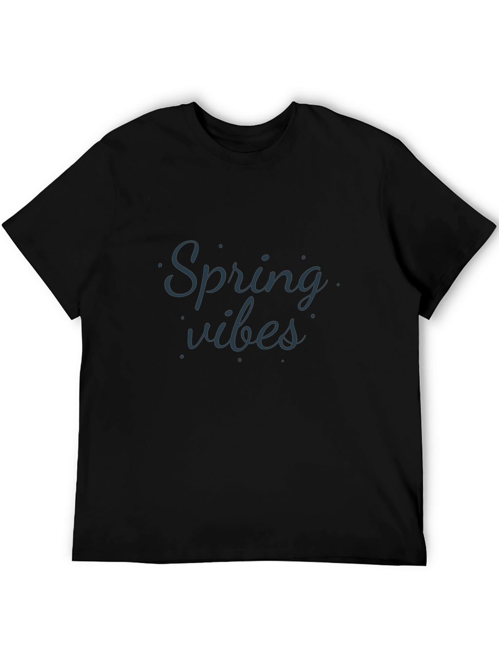 Spring Vibes Black Cotton T-Shirt