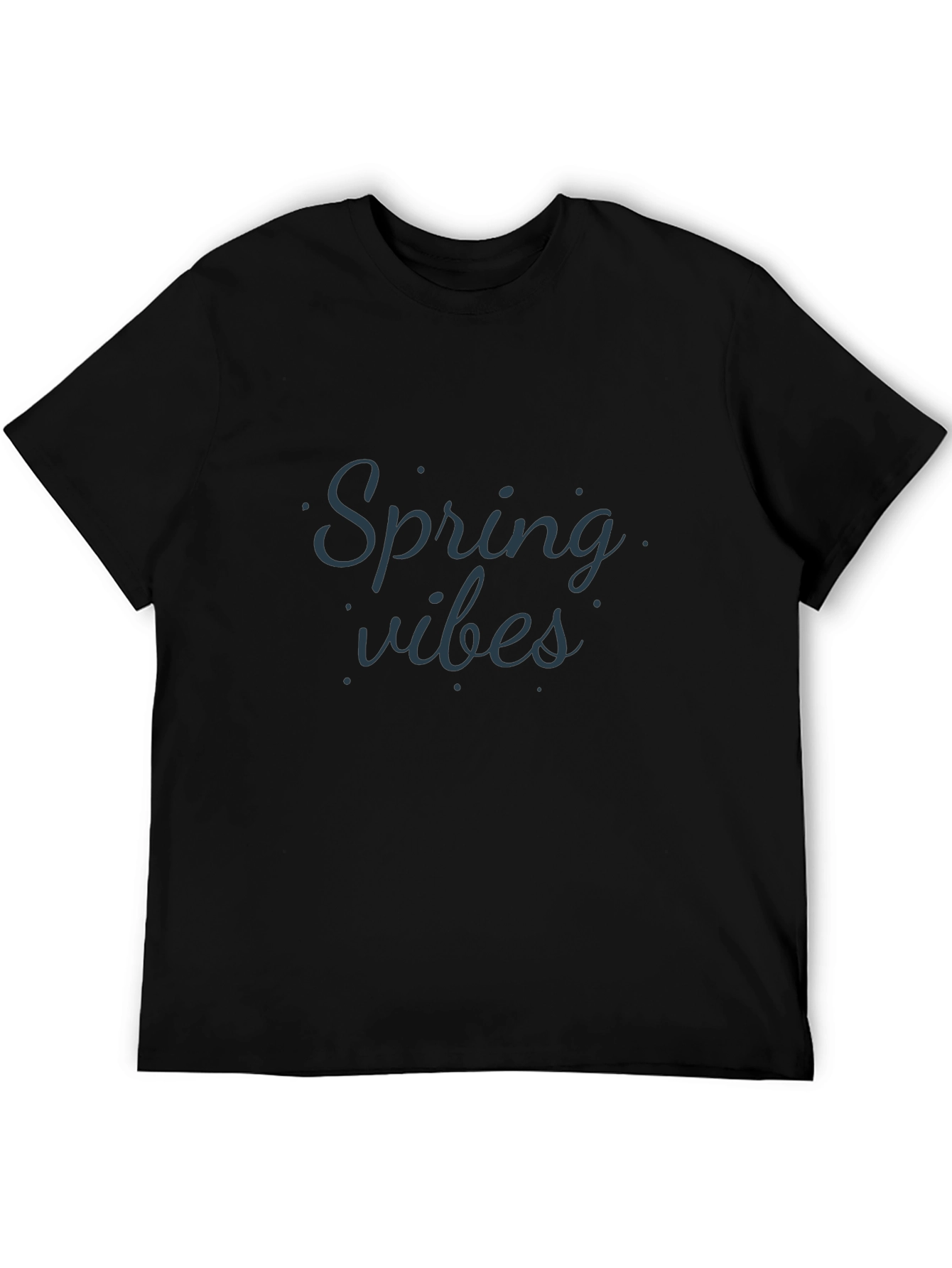 Spring Vibes Black Cotton T-Shirt