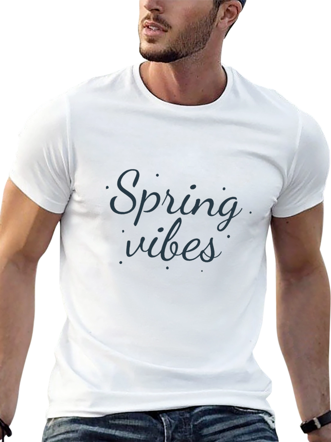Spring Vibes Black Cotton T-Shirt