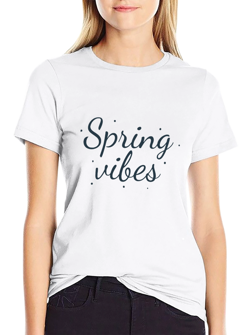 Spring Vibes Black Cotton T-Shirt