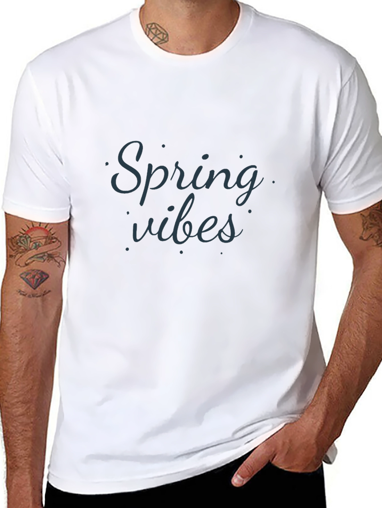 Spring Vibes Black Cotton T-Shirt