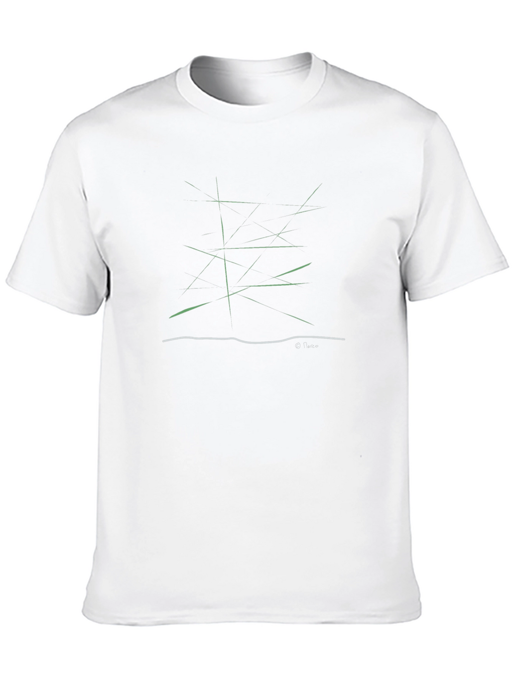 Abstract Green Lines Graphic Black T-Shirt