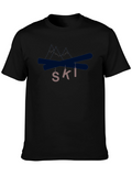 Ski Graphic T-Shirt - Black Crew Neck Tee