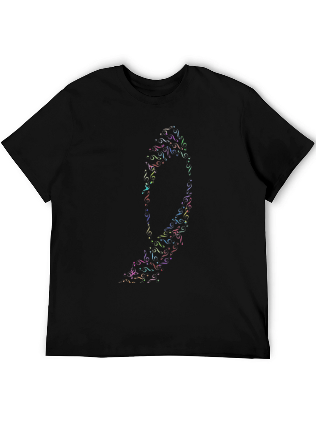 Abstract Swirl Design Black T-Shirt
