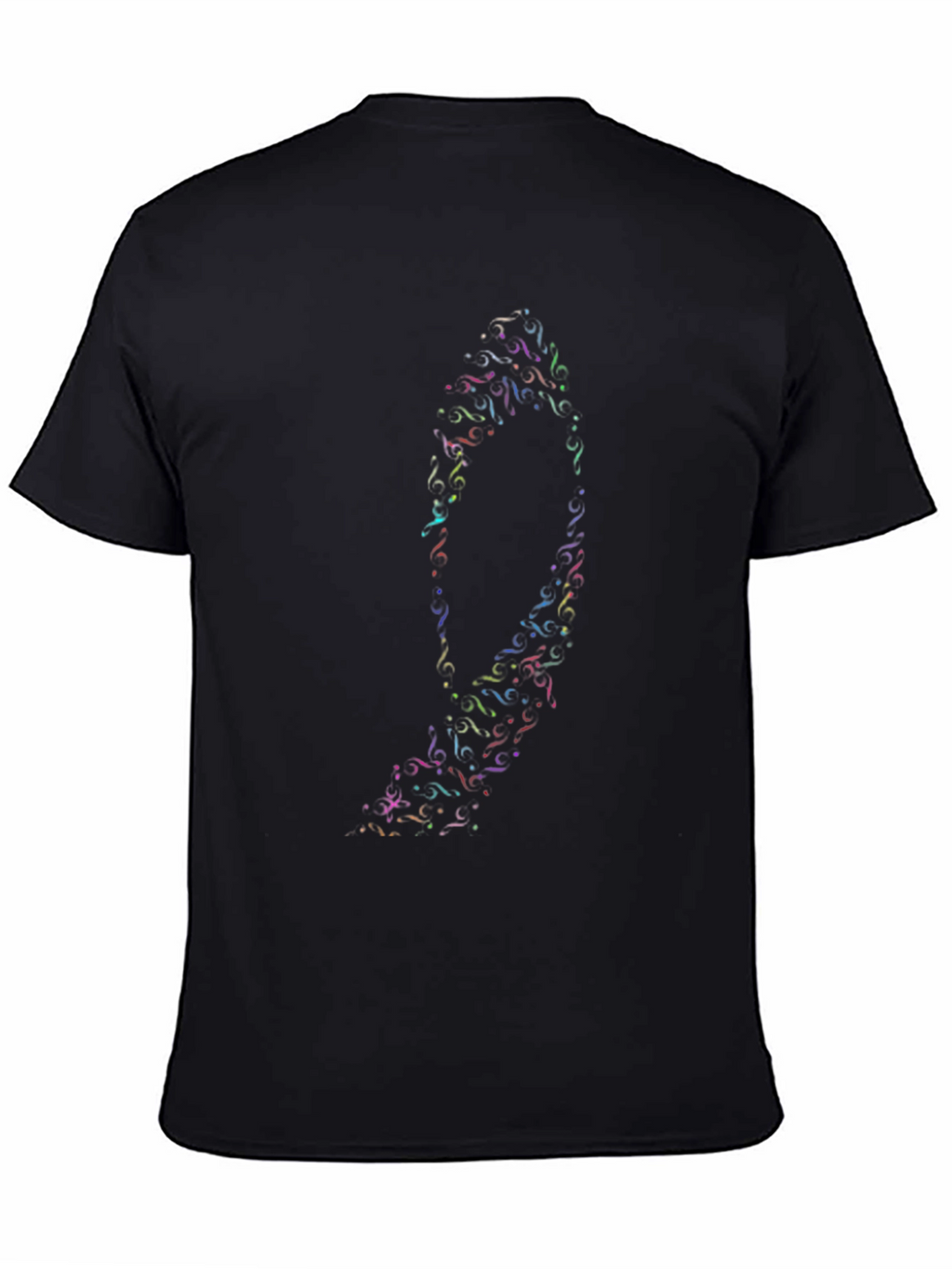 Abstract Swirl Design Black T-Shirt