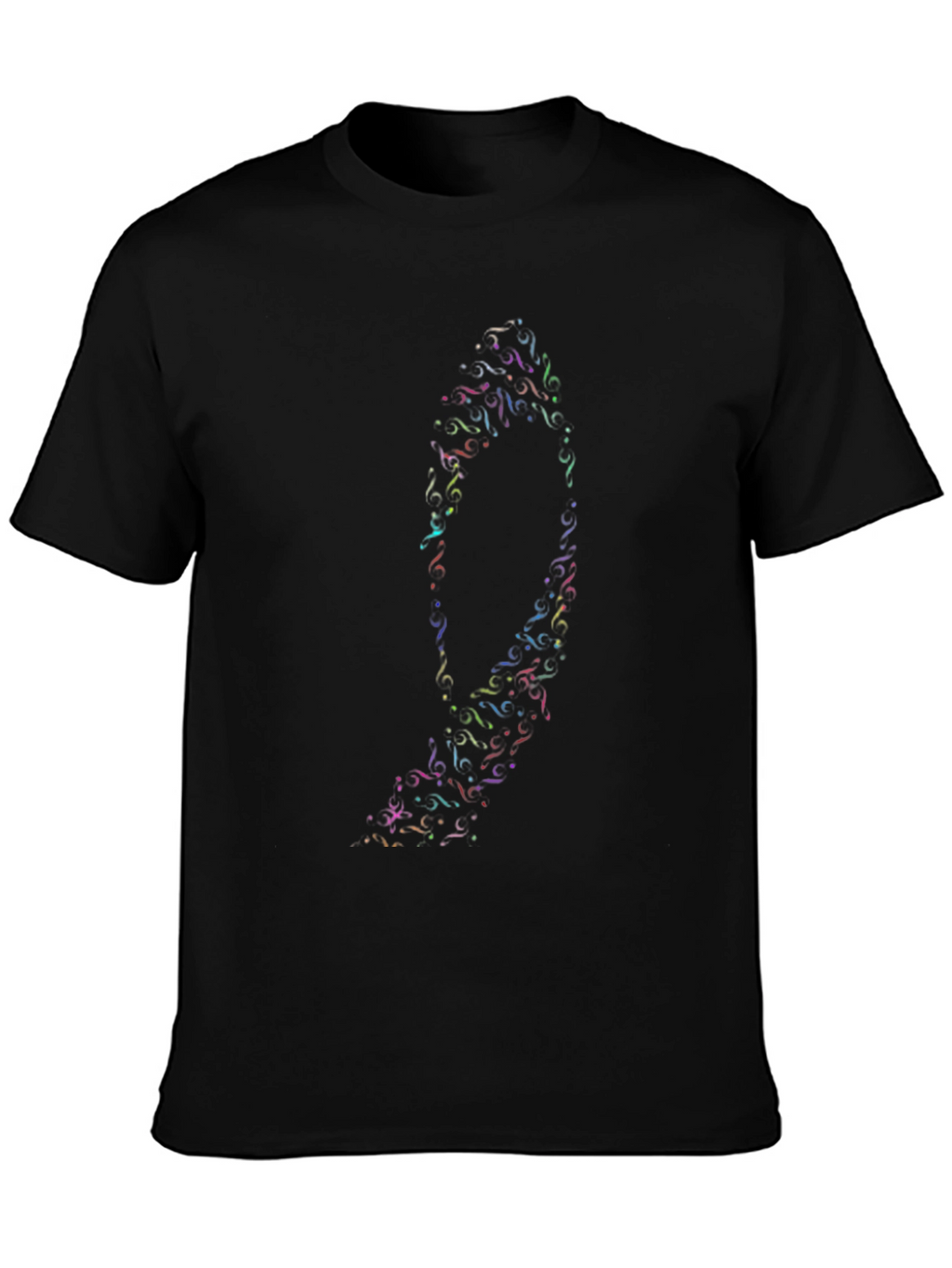 Abstract Swirl Design Black T-Shirt