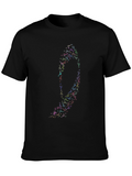 Abstract Swirl Design Black T-Shirt