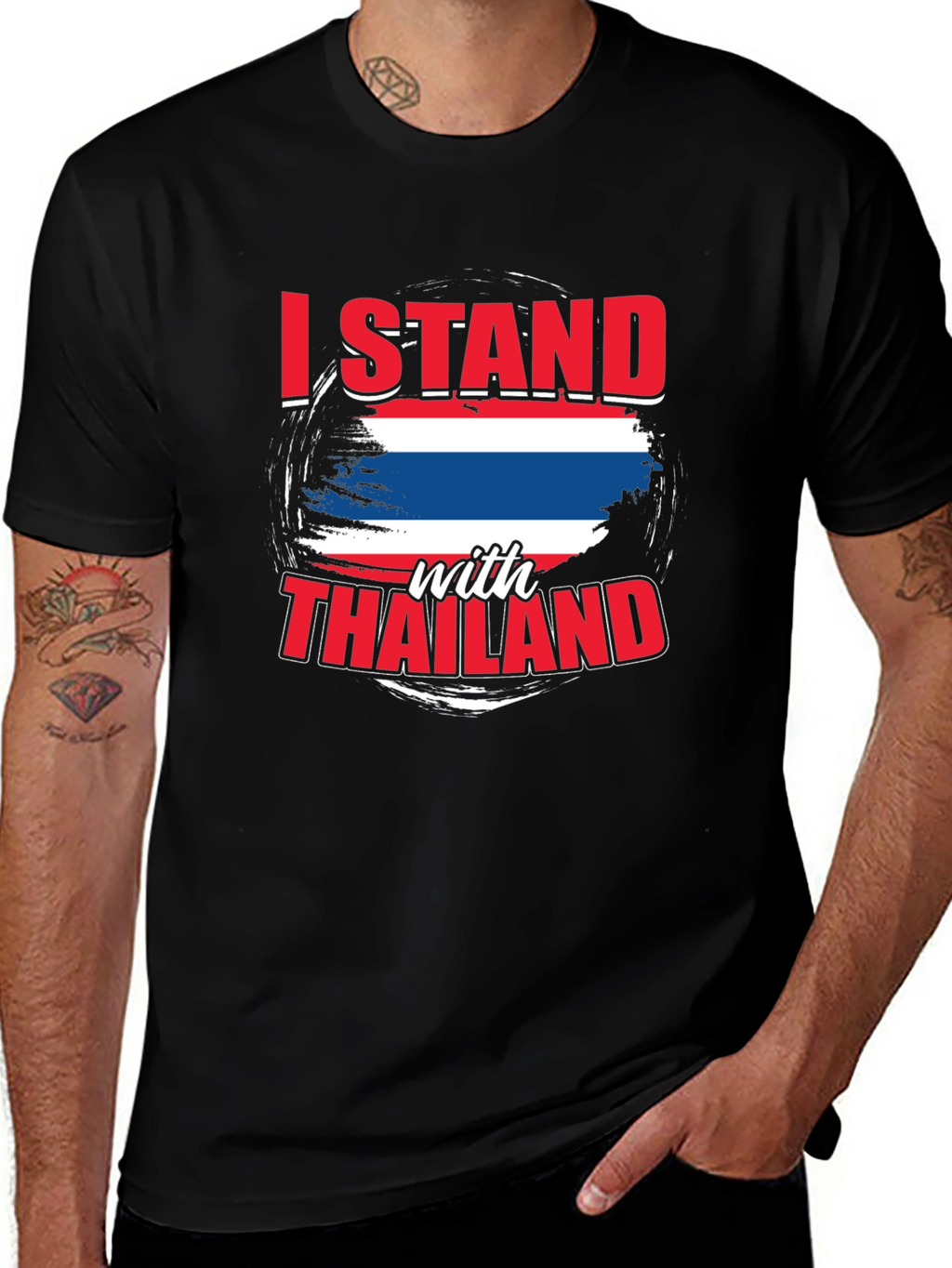 I Stand With Thailand Black T-Shirt