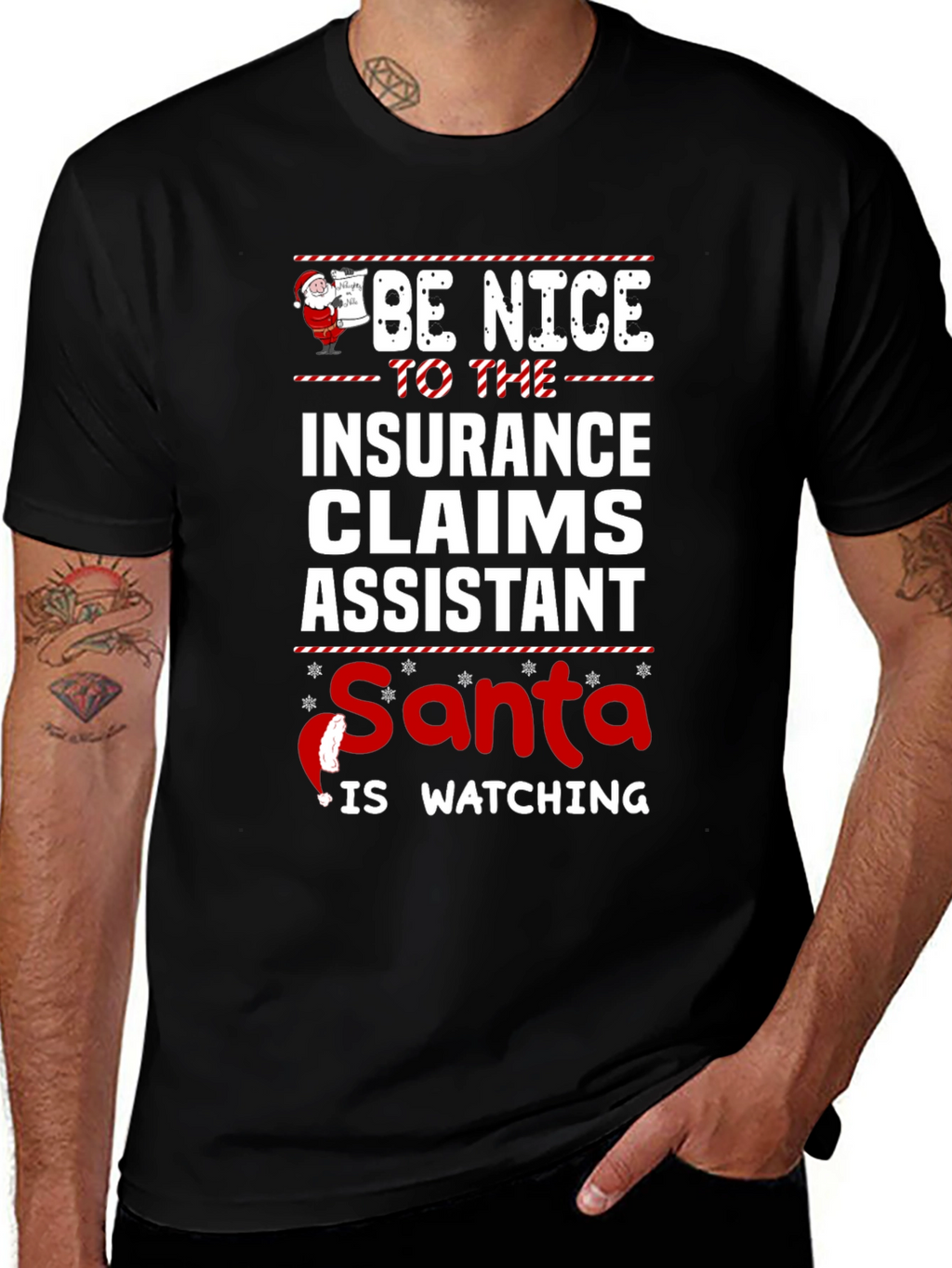 Be Nice to the Insurance Claims Assistant Santa T-Shirt