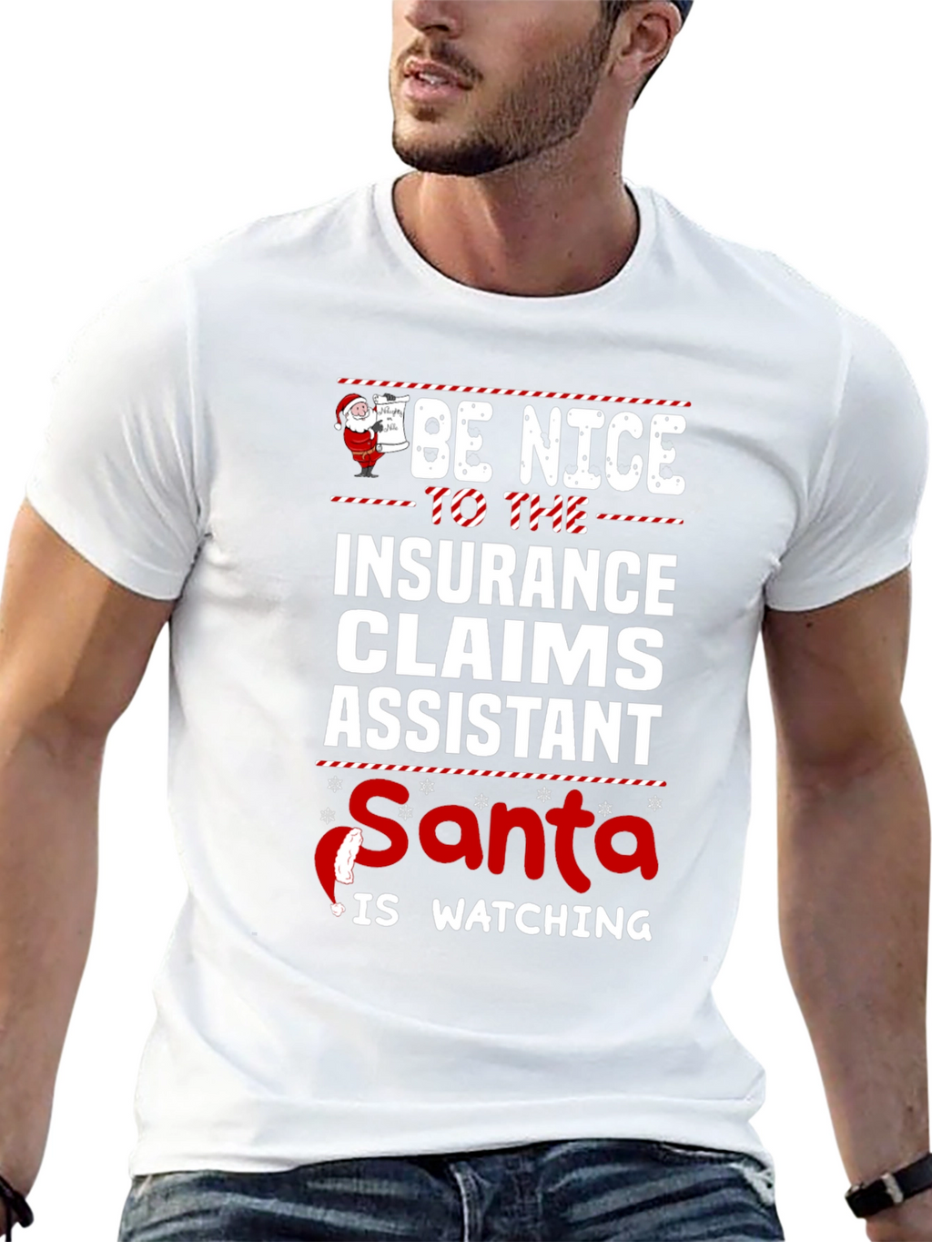 Be Nice to the Insurance Claims Assistant Santa T-Shirt
