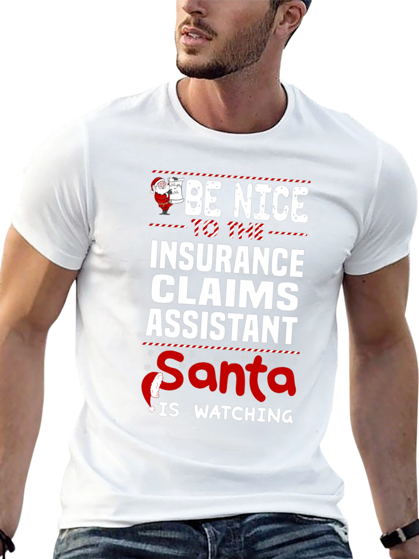 Be Nice to the Insurance Claims Assistant Santa T-Shirt