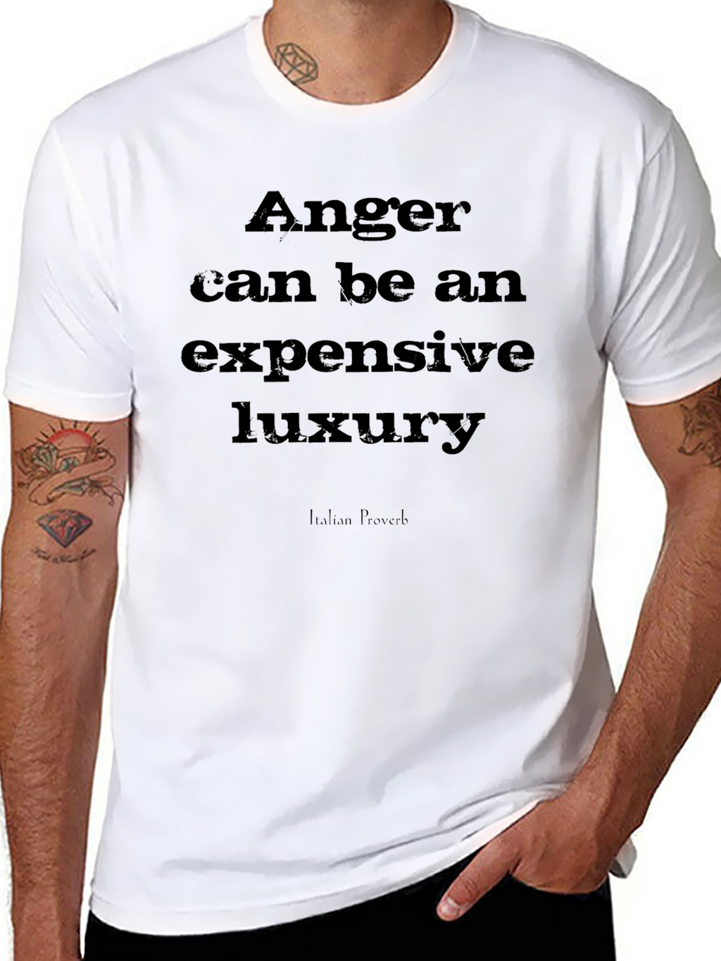 Anger Luxury Italian Proverb Black T-Shirt
