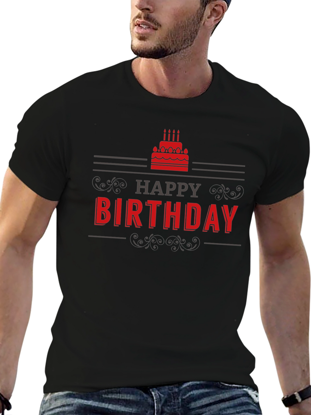 Happy Birthday Graphic T-Shirt - Black