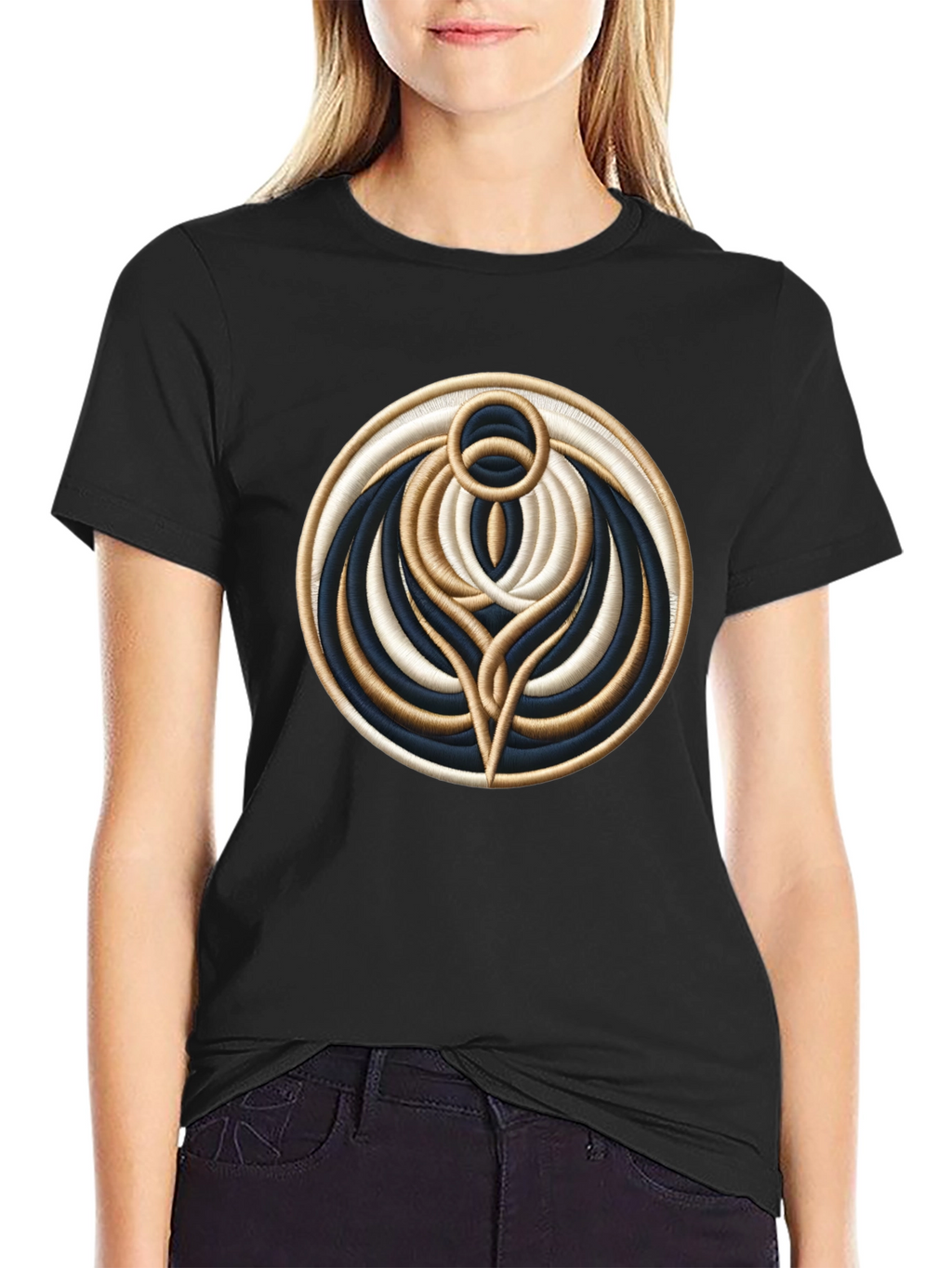 Abstract Embroidered Graphic T-Shirt