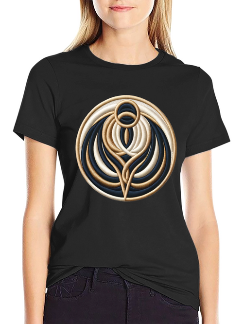 Abstract Embroidered Graphic T-Shirt